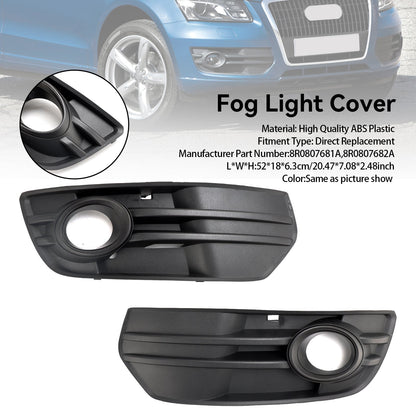 2009-2012 Audi Q5 Standard Front Bumper Fog Light Lamp Cover Trim — Pair (8R0807681A / 8R0807682A)