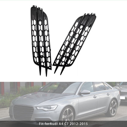 2012-2015 Audi A6 C7 Front Bumper Honeycomb Fog Light Grille — Pair (4G0807681 / 4G0807682)