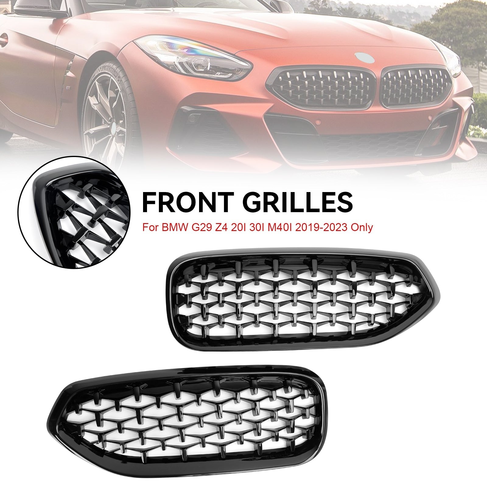 2019-2024 BMW Z4 G29 Diamond Style Gloss Black Front Kidney Grille (51138091295)
