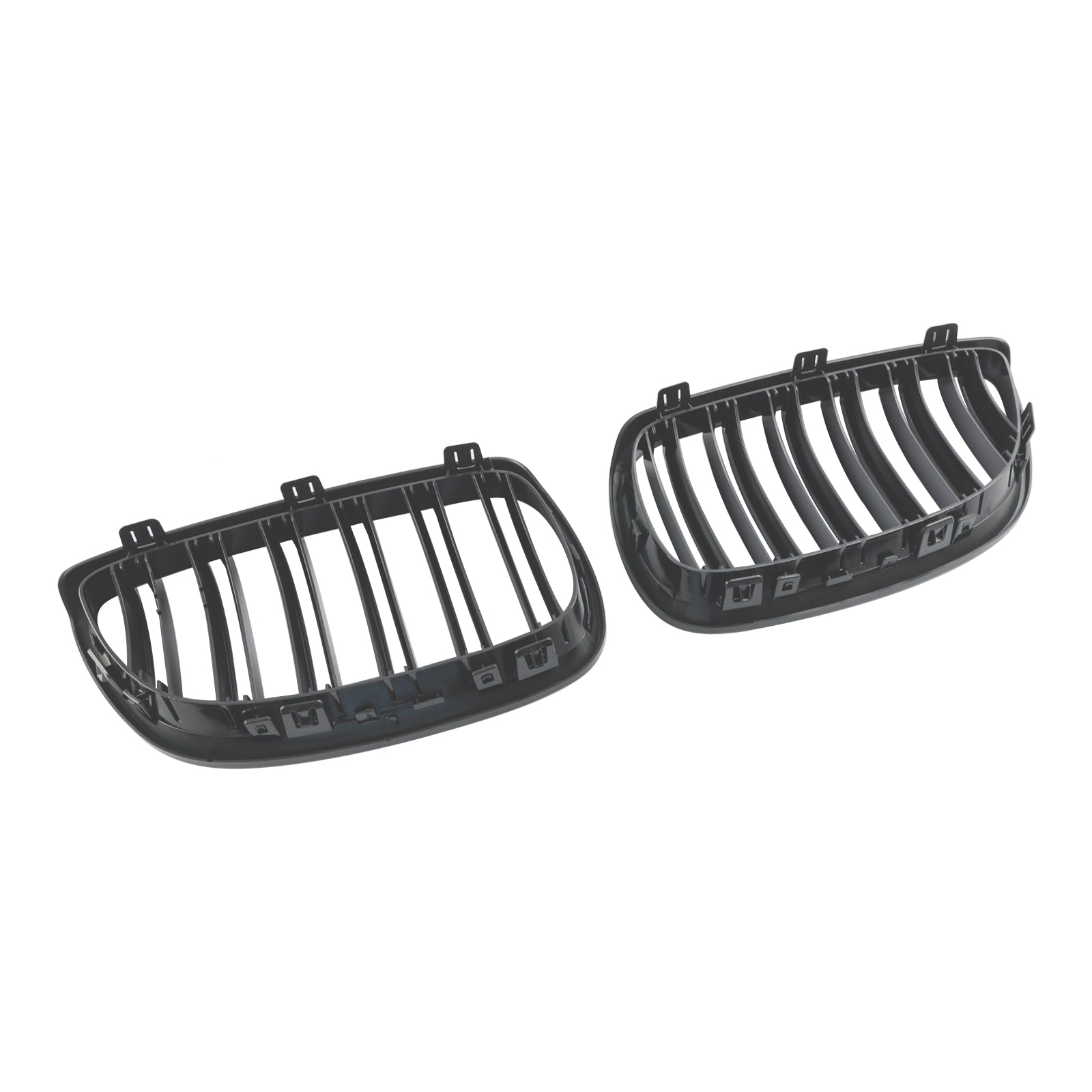 2006-2010 BMW E92 2-Door Pre-Facelift Gloss Black Front Kidney Grille — Pair (51137157277 / 51137157278)