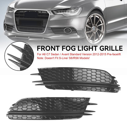 2012-2015 Audi A6 C7 Sedan Avant Standard Version Front Fog Light Cover Bezel Grille — Pair (7911070549)