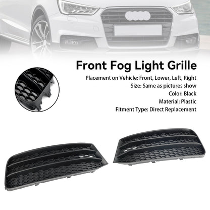 2015-2018 Audi A1 8X Front Bumper Fog Light Cover Grille — Pair (8XA807681B / 8XA807682B)