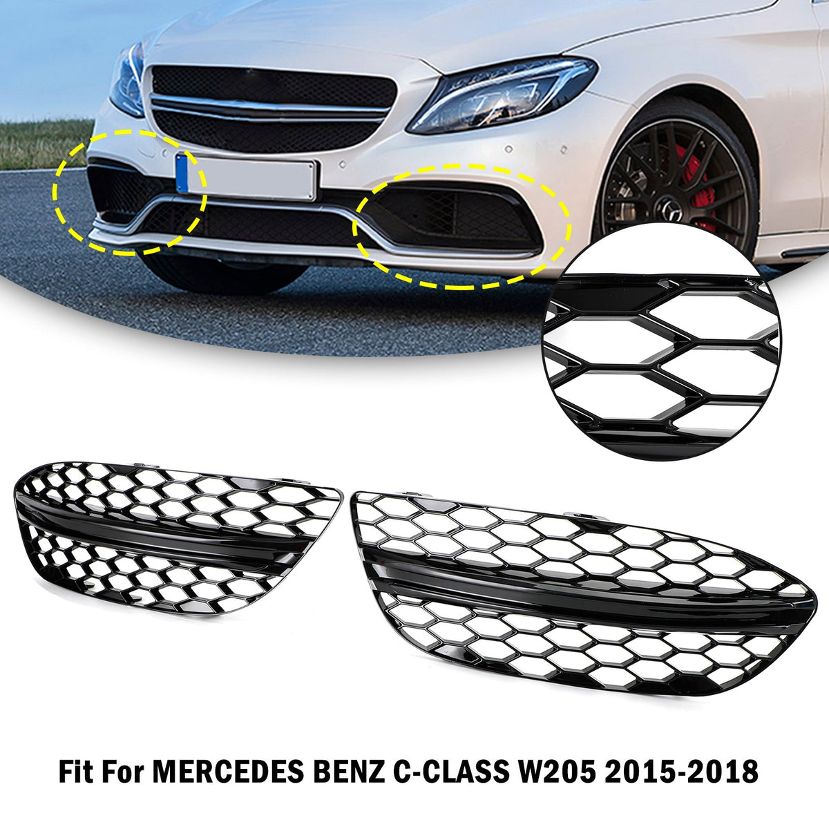 2015-2018 Mercedes-Benz C-Class W205 Base Sedan Mesh Front Fog Light Cover (2058850723 / 2058851123)