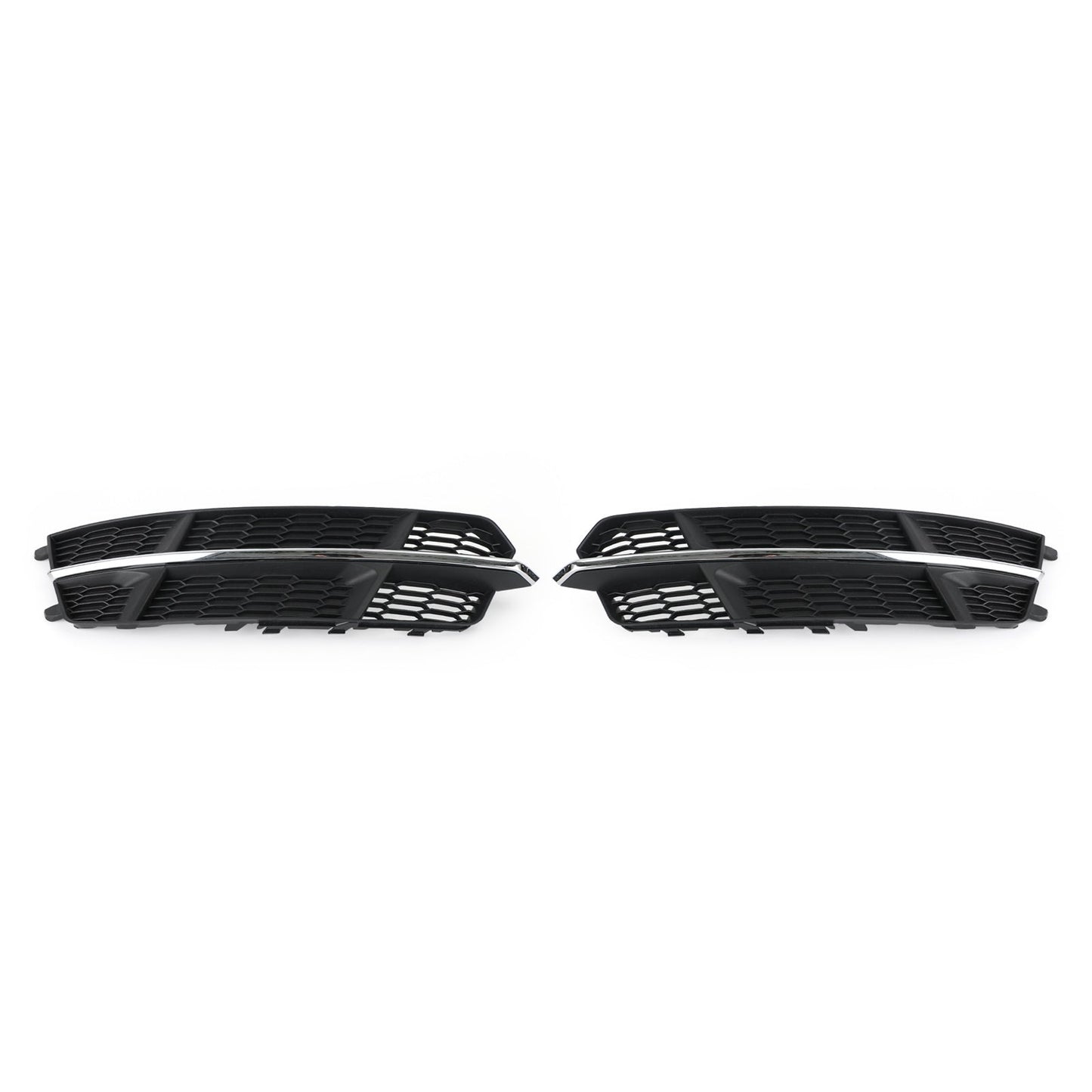 2016-2018 Audi A6 C7 S-Line Front Bumper Lower Grille — Black Chrome Pair