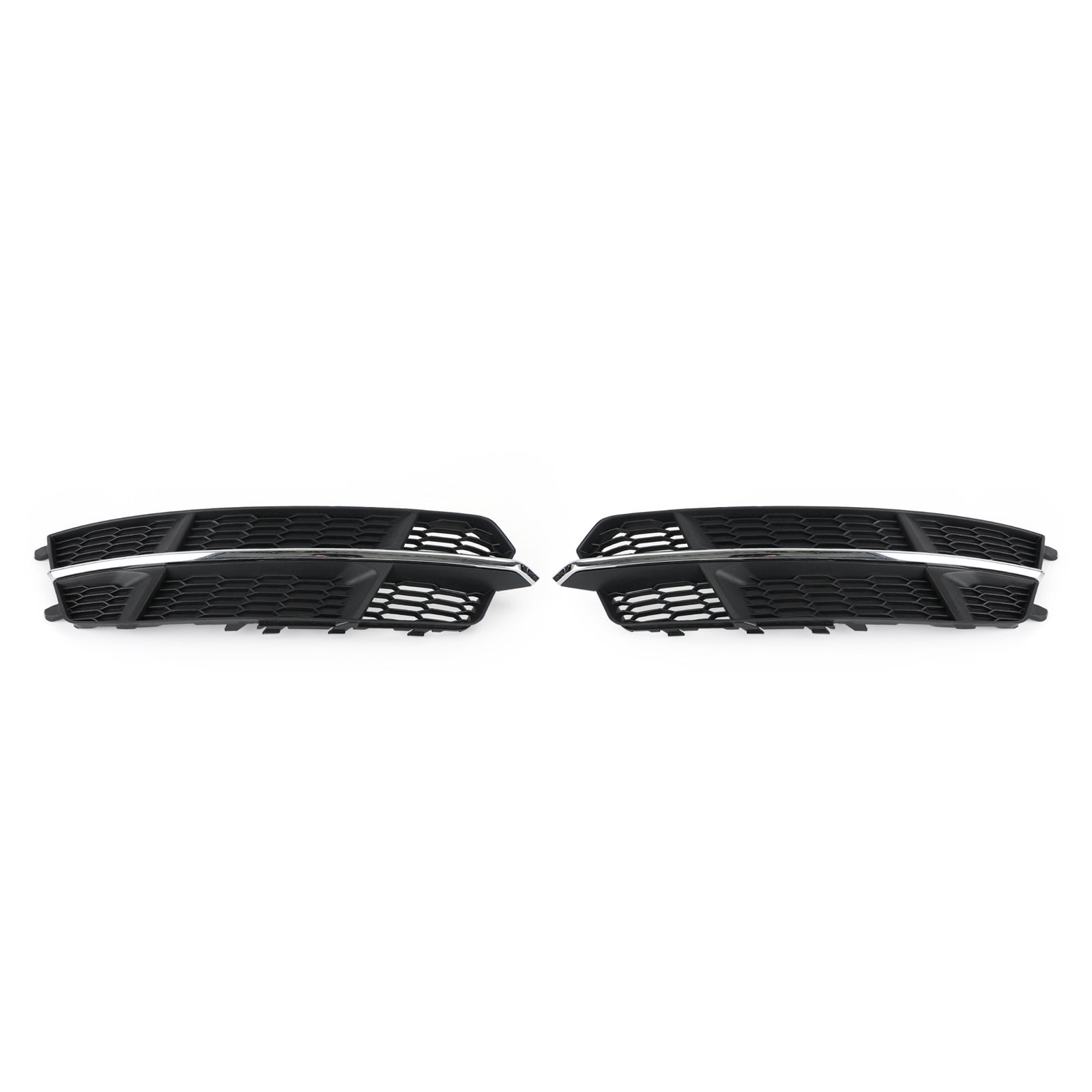 2016-2018 Audi A6 C7 S-Line Front Bumper Lower Grille — Black Chrome Pair