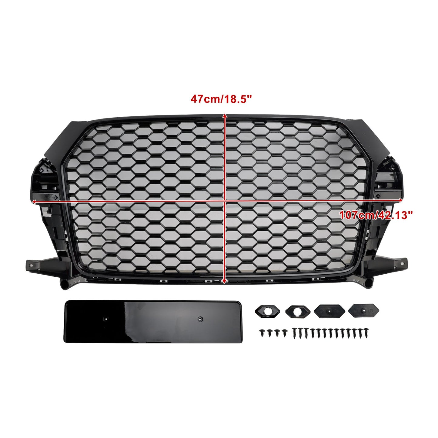 2016-2018 Audi Q3 Gloss Black RSQ3 Style Front Honeycomb Grille