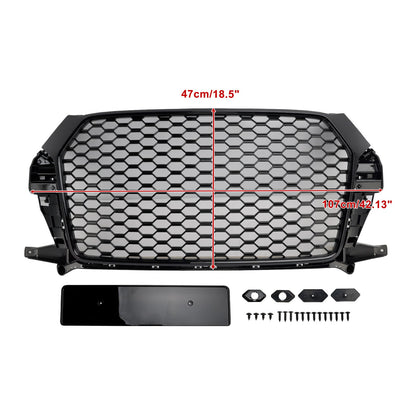 2016-2018 Audi Q3 Gloss Black RSQ3 Style Front Honeycomb Grille