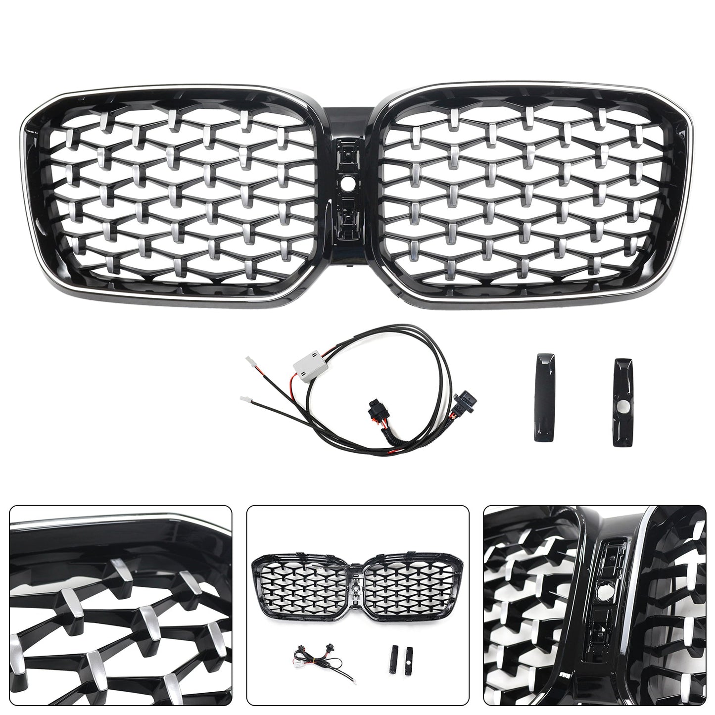 2022-2025 BMW X3 G01 X4 G02 Diamond Chrome Front Bumper Kidney Grille