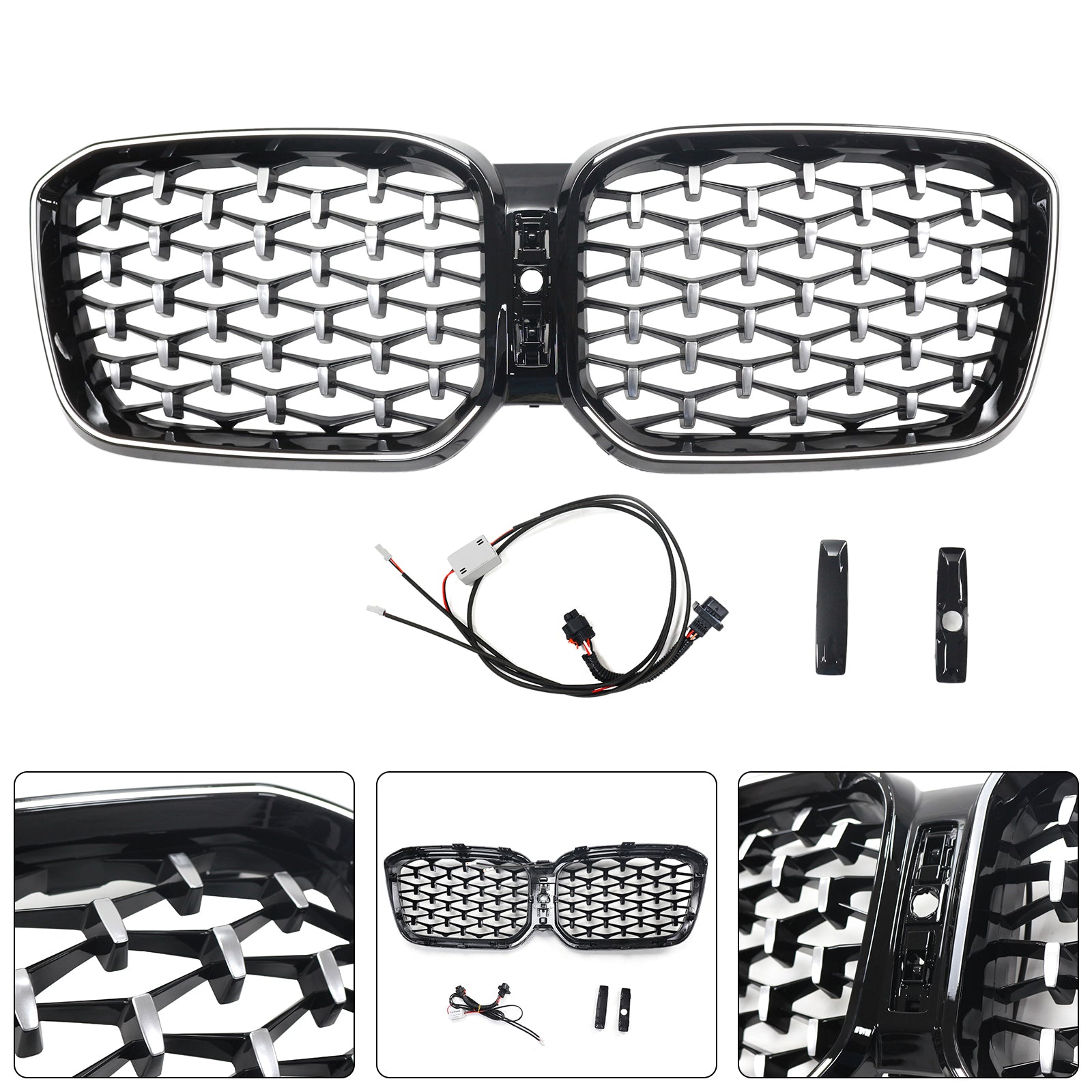 2022-2025 BMW X3 G01 X4 G02 Diamond Chrome Front Bumper Kidney Grille
