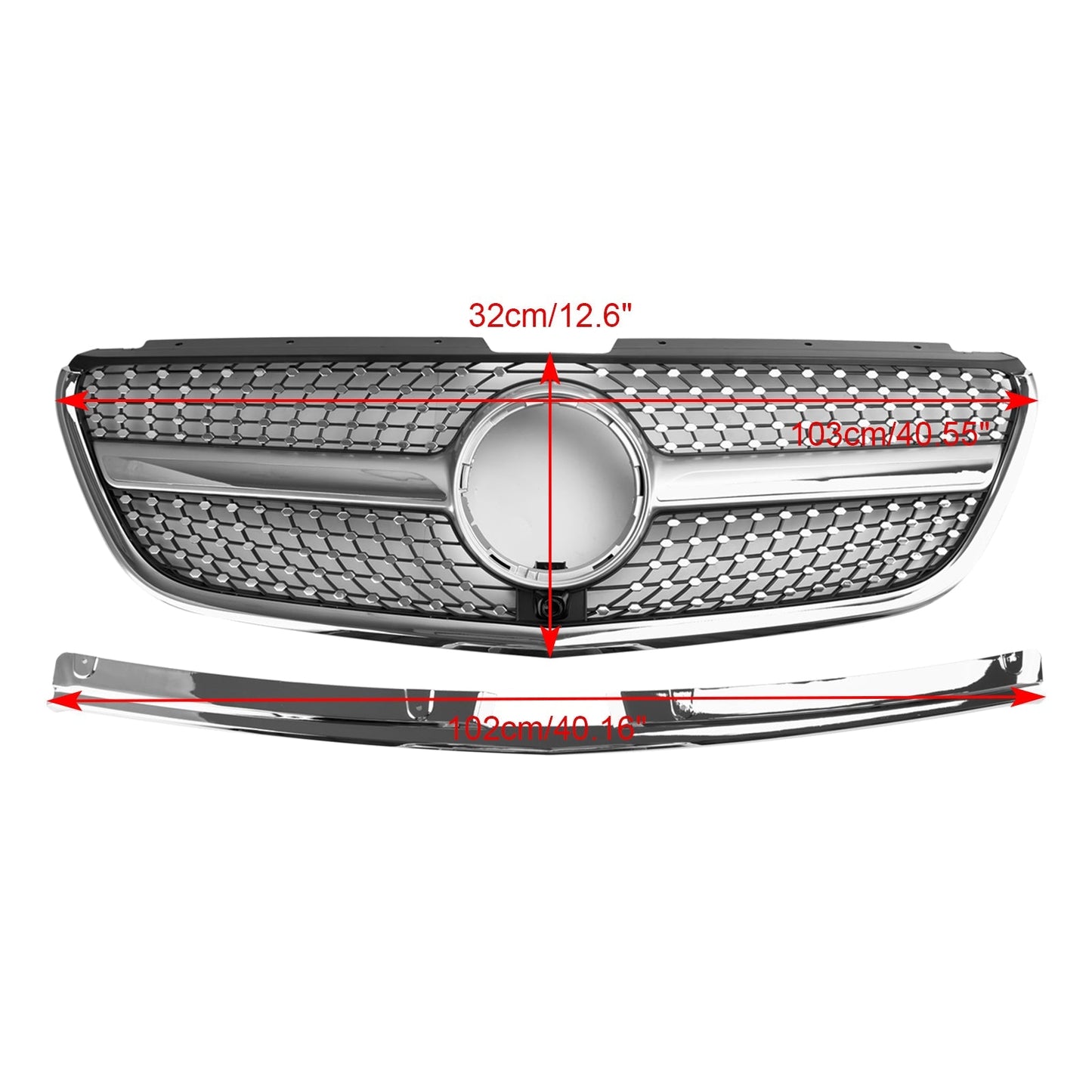 2015-2019 Mercedes-Benz Vito W447 GT Style Diamond Front Bumper Grille