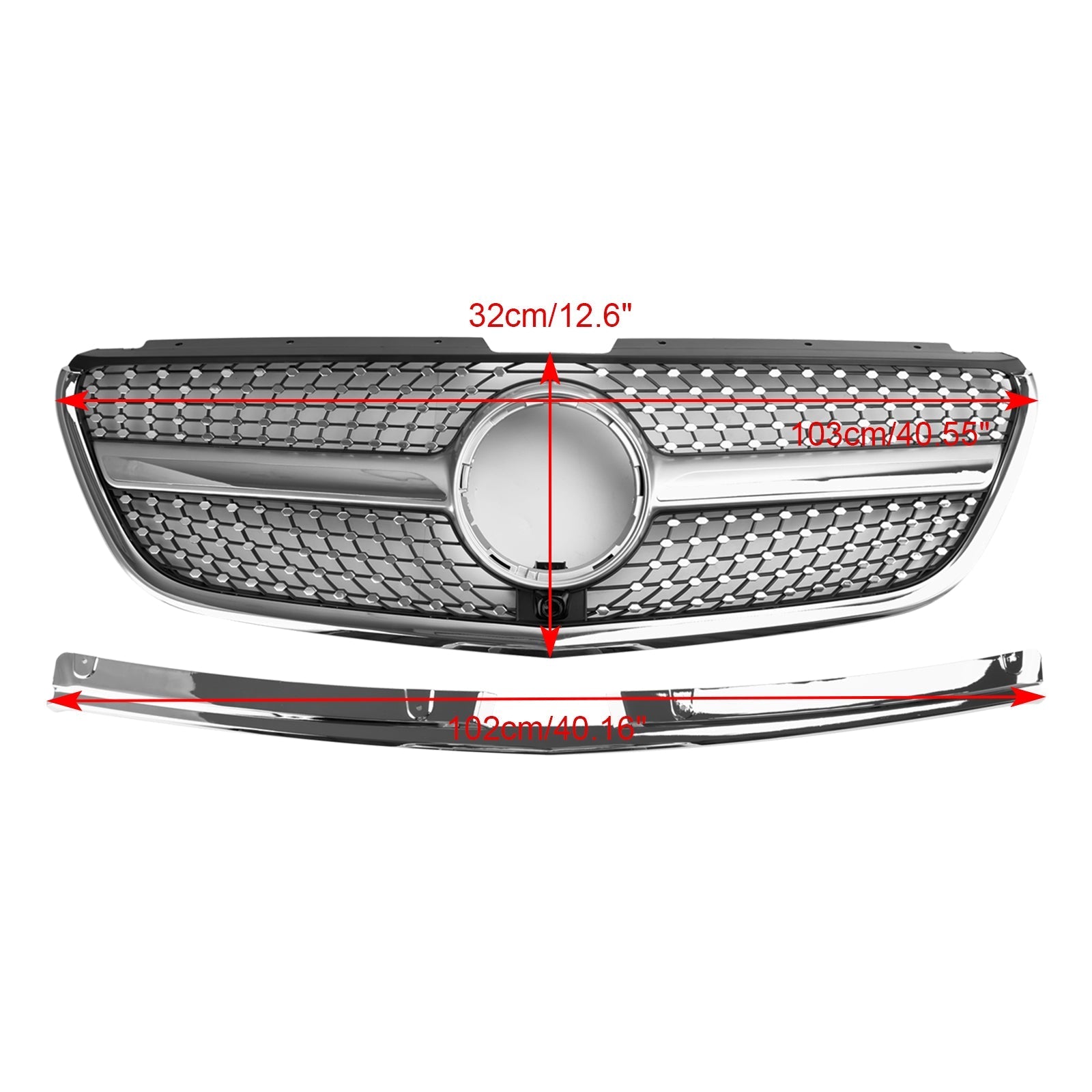 2015-2019 Mercedes-Benz Vito W447 GT Style Diamond Front Bumper Grille