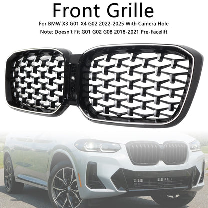 2022-2025 BMW X3 G01 X4 G02 Diamond Chrome Front Bumper Kidney Grille