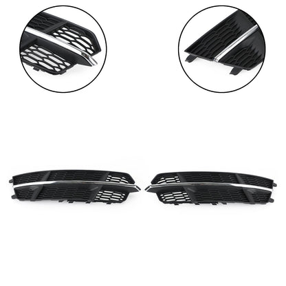 2016-2018 Audi A6 C7 S-Line Front Bumper Lower Grille — Black Chrome Pair