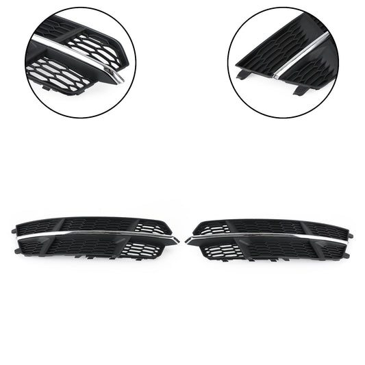 2016-2018 Audi A6 C7 S-Line Front Bumper Lower Grille — Black Chrome Pair