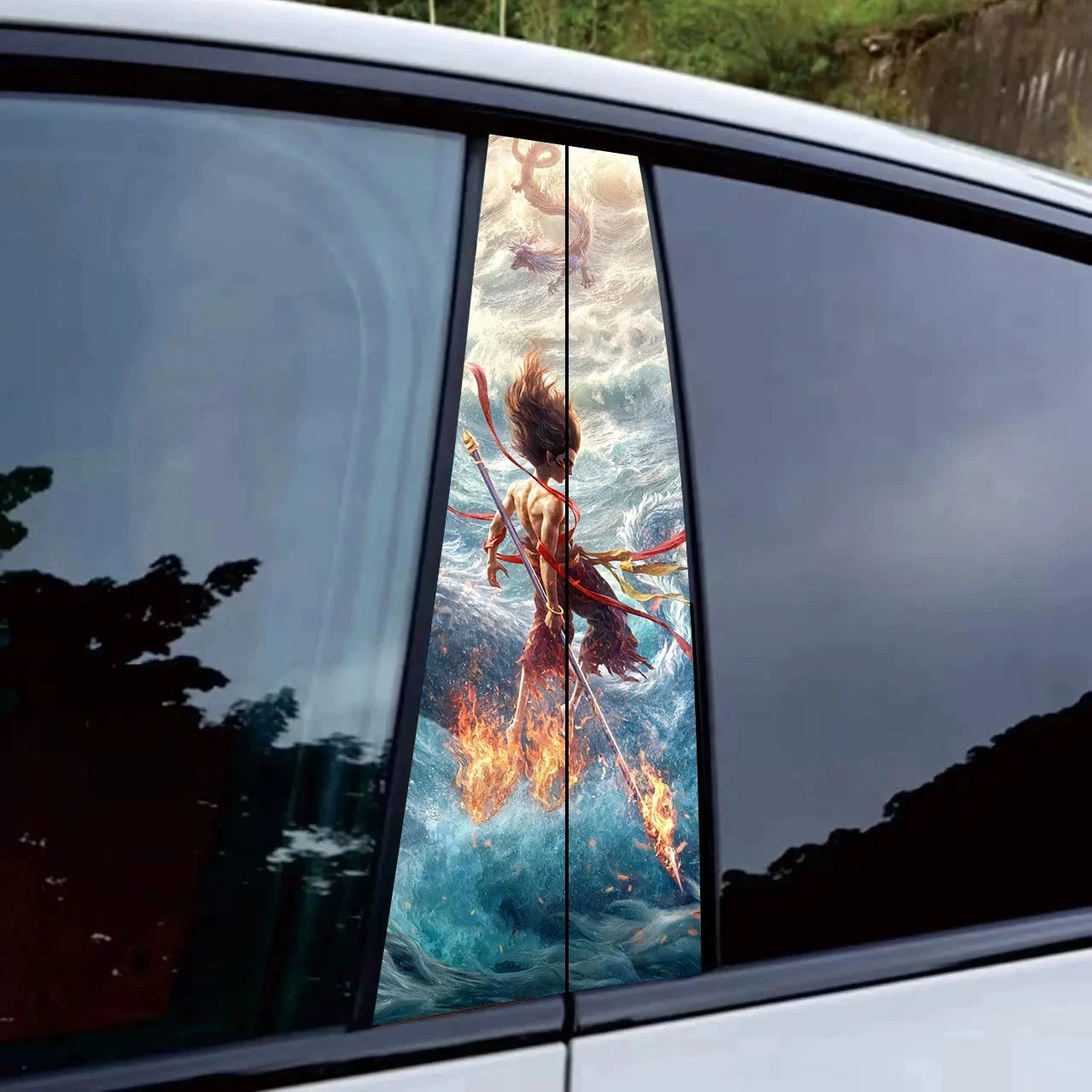 Universal Car Center B Pillar Sticker - Nezha's Demon Child's Rebellion in the Sea Series - OMOTOR