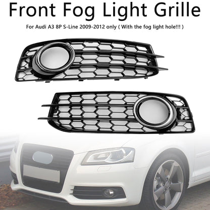2009-2012 Audi A3 8P S-Line Honeycomb Front Bumper Fog Light Grille Cover (8P0807682)