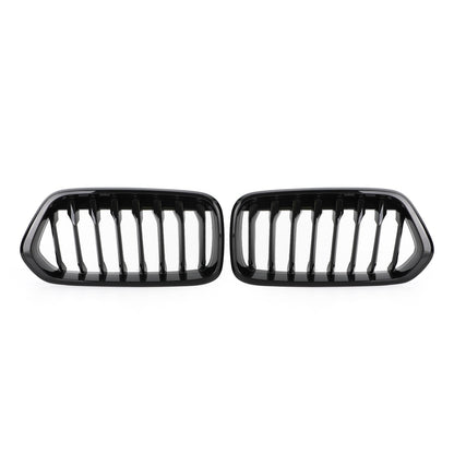 2018-2021 BMW X2 F39 Gloss Black Front Bumper Kidney Grille — Pair (51712455246 / 51712455247)