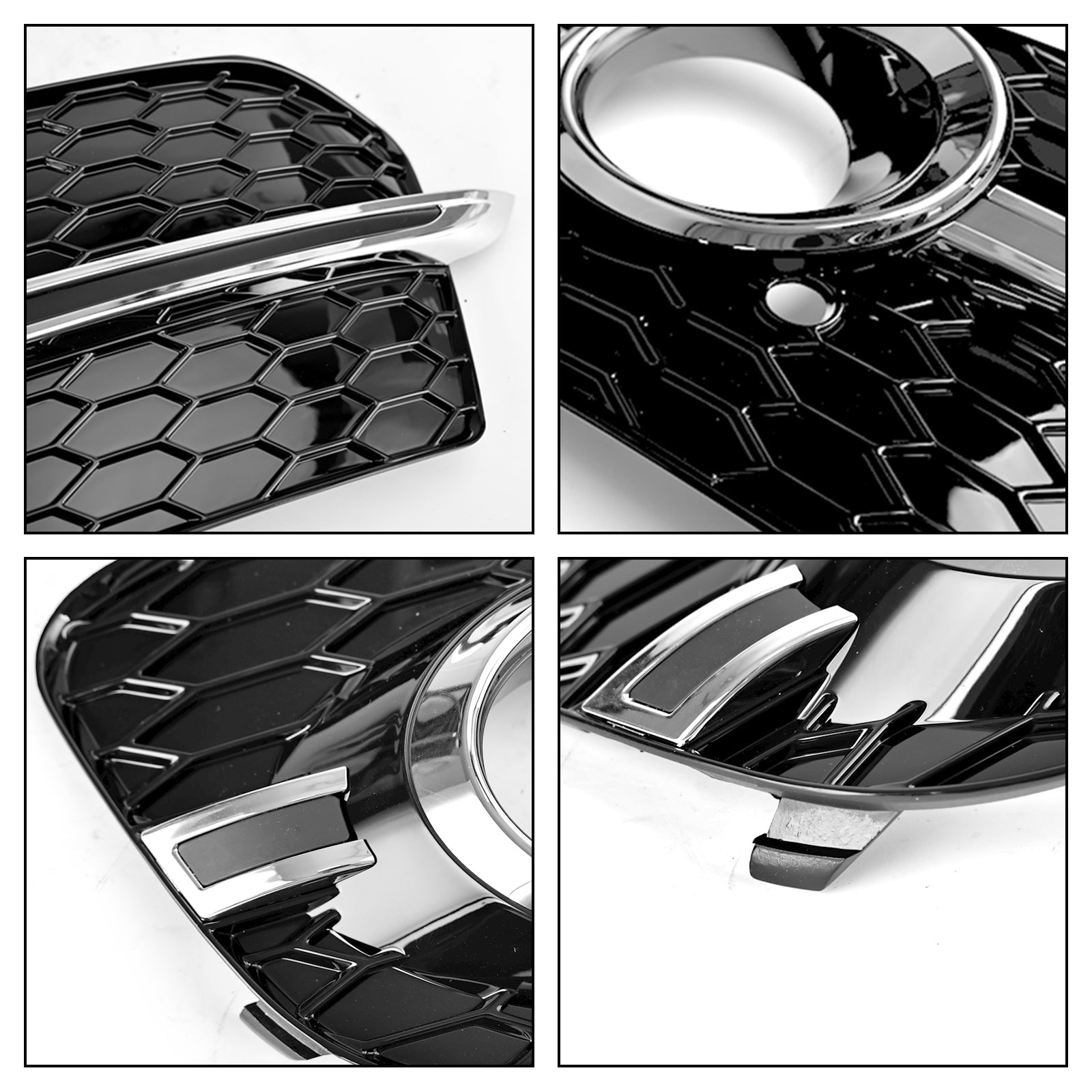 2013-2017 Audi Q5 Standard Version Front Bumper Fog Light Grille Grill — Pair (8R0807681M / 8R0807682J)