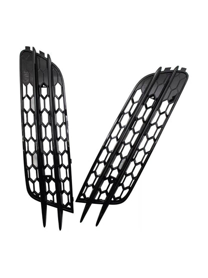 2012-2015 Audi A6 C7 Front Bumper Honeycomb Fog Light Grille — Pair (4G0807681 / 4G0807682)