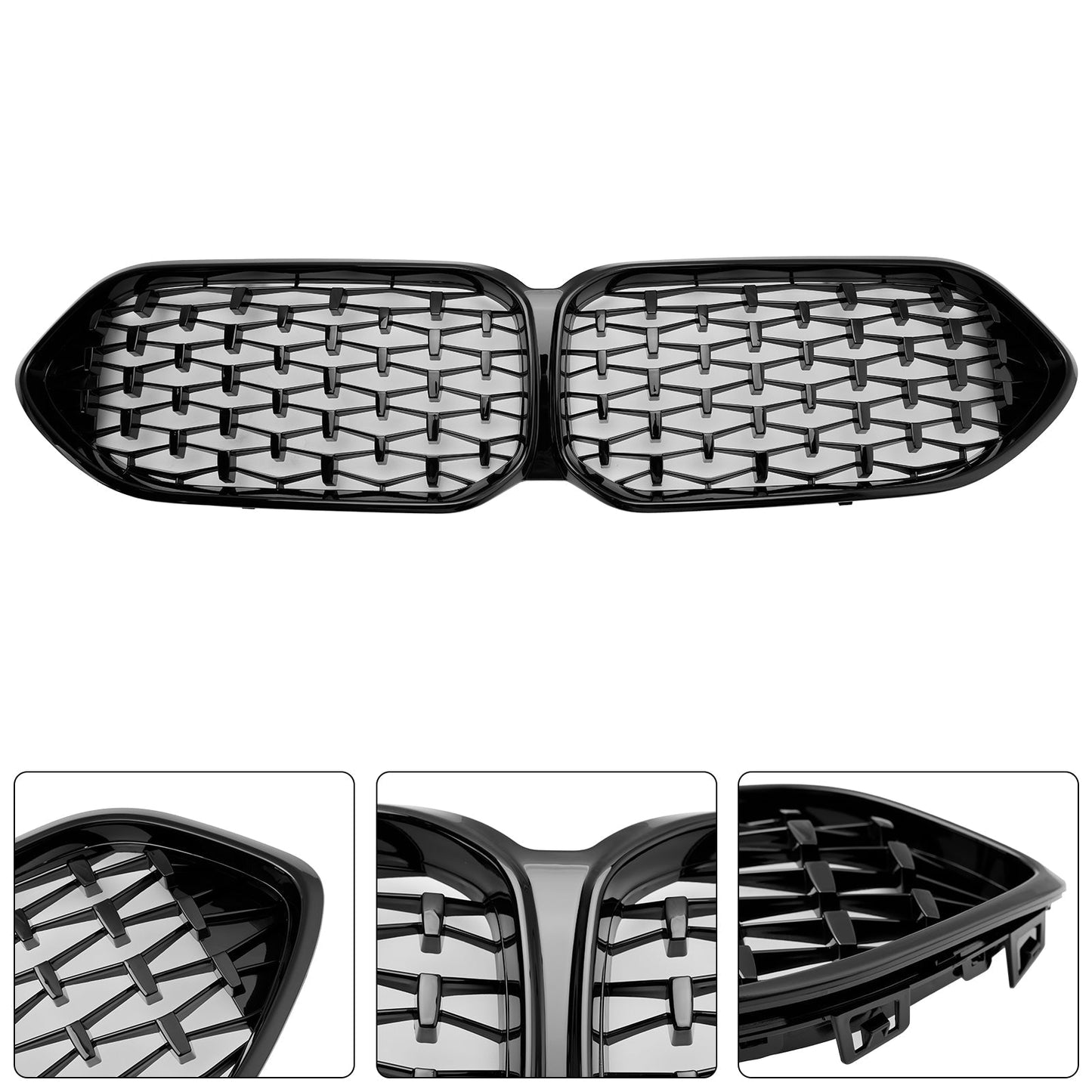 2020-2023 BMW 2 Series F44 Coupe M Diamond Gloss Black Front Kidney Grille (51135A39378)