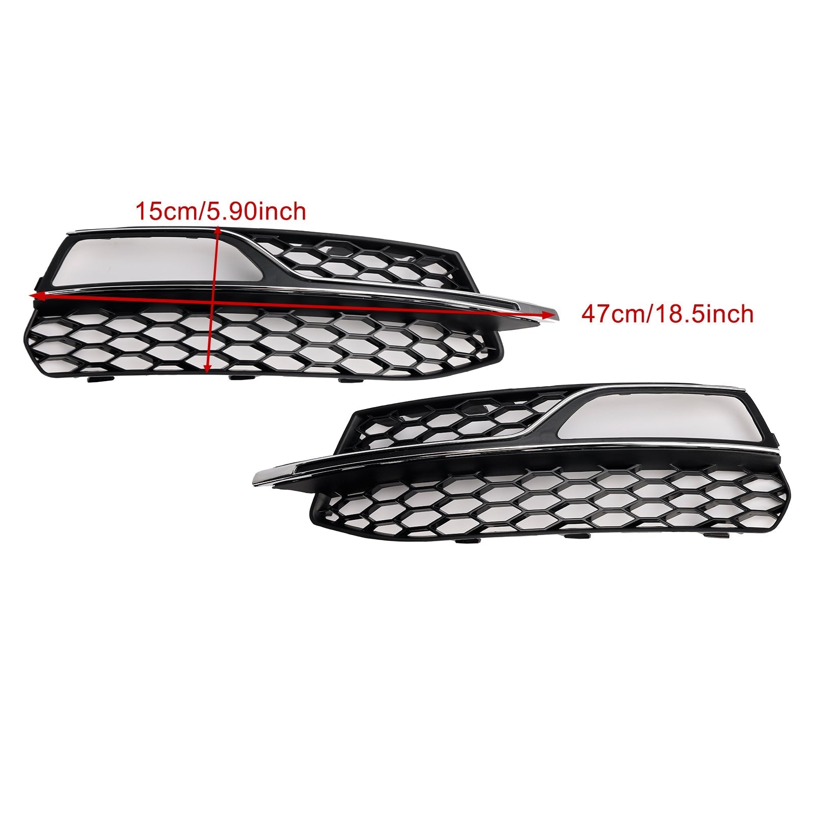 2013-2017 Audi S3 Front Lower Bumper Fog Light Cover Grille — Pair (8V3807681G / 8V3807682G)