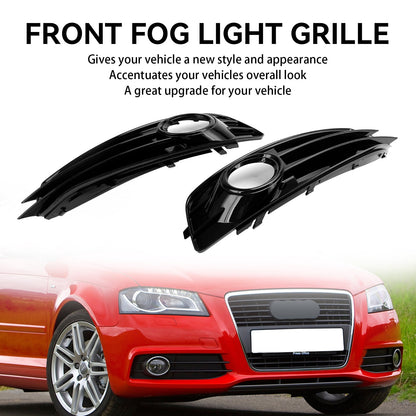 2009-2012 Audi A3 8P S-Line Front Lower Bumper Grille Fog Light Cover — Pair (8P0807682 / 8P0807681)