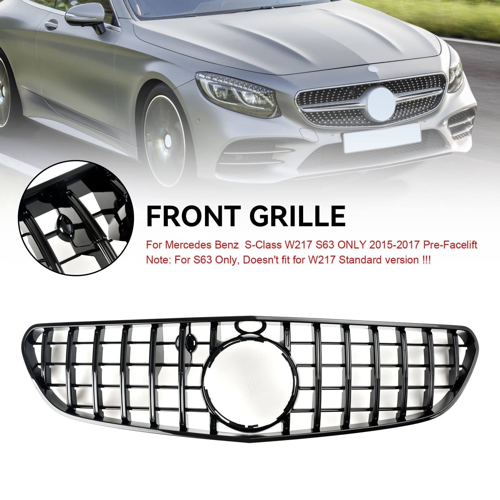 2015-2017 Mercedes-Benz S-Class W217 S63 AMG Pre-Facelift Front Bumper Grille