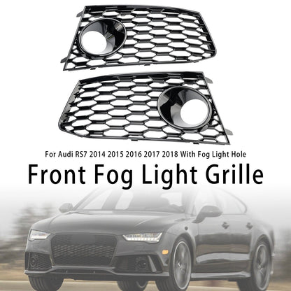 2014-2018 Audi RS7 Front Bumper Fog Light Lamp Frame Grille Cover — Pair