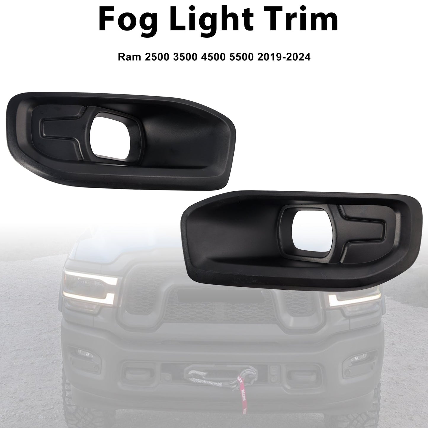 2019-2024 Ram 2500 3500 Fog Light Bezel Trim — Pair (68449341AA)