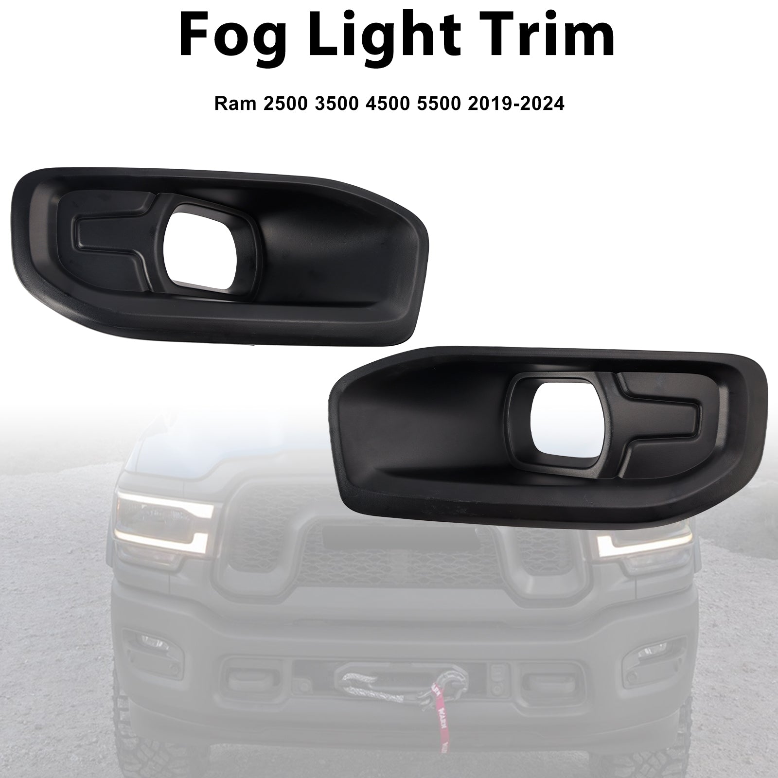 2019-2024 Ram 2500 3500 Fog Light Bezel Trim — Pair (68449341AA)