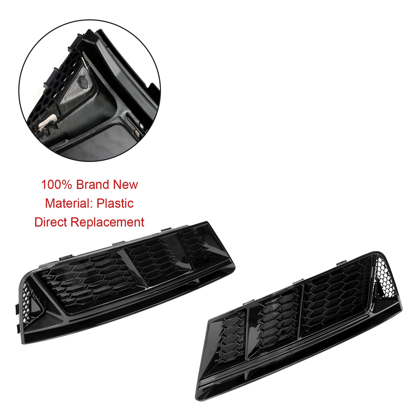 2016-2018 Audi A4 B9 Standard RS4 Style Front Fog Light Grill Lower Bumper Grille Chrome — Pair (8WD807681 / 8WD807682)