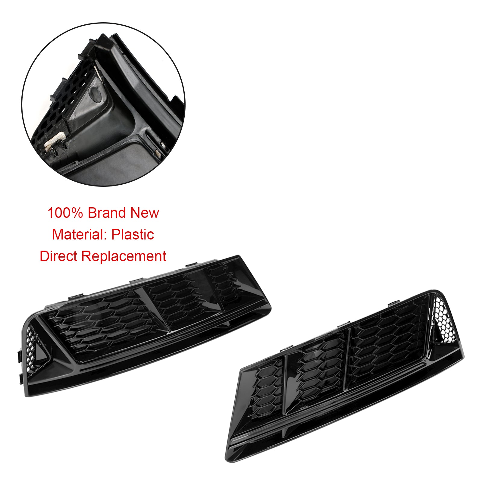 2016-2018 Audi A4 B9 Standard RS4 Style Front Fog Light Grill Lower Bumper Grille Chrome — Pair (8WD807681 / 8WD807682)
