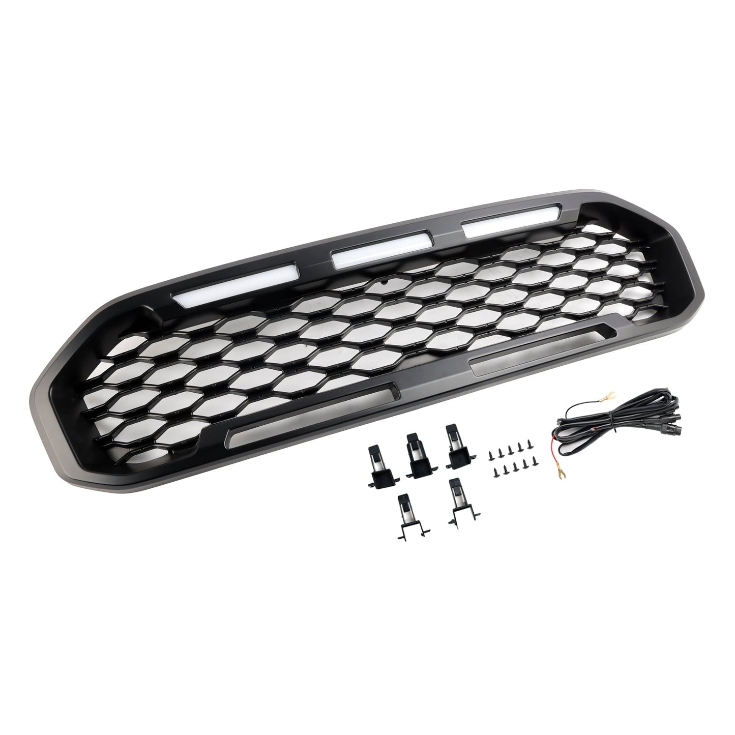 2019-2023 Ford Ranger T8 Front Bumper Grill Grille Black W/LED Light