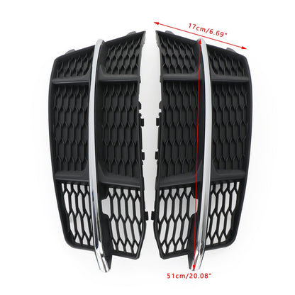 2016-2018 Audi A6 C7 S-Line Front Bumper Lower Grille — Black Chrome Pair