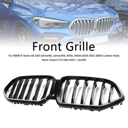 2020-2022 BMW X6 G06 M50i Black Front Bumper Grille with Camera Hole