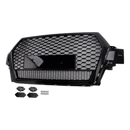 2016-2019 Audi Q7 Gloss Black Front Bumper Radiator Vent Mesh Grille