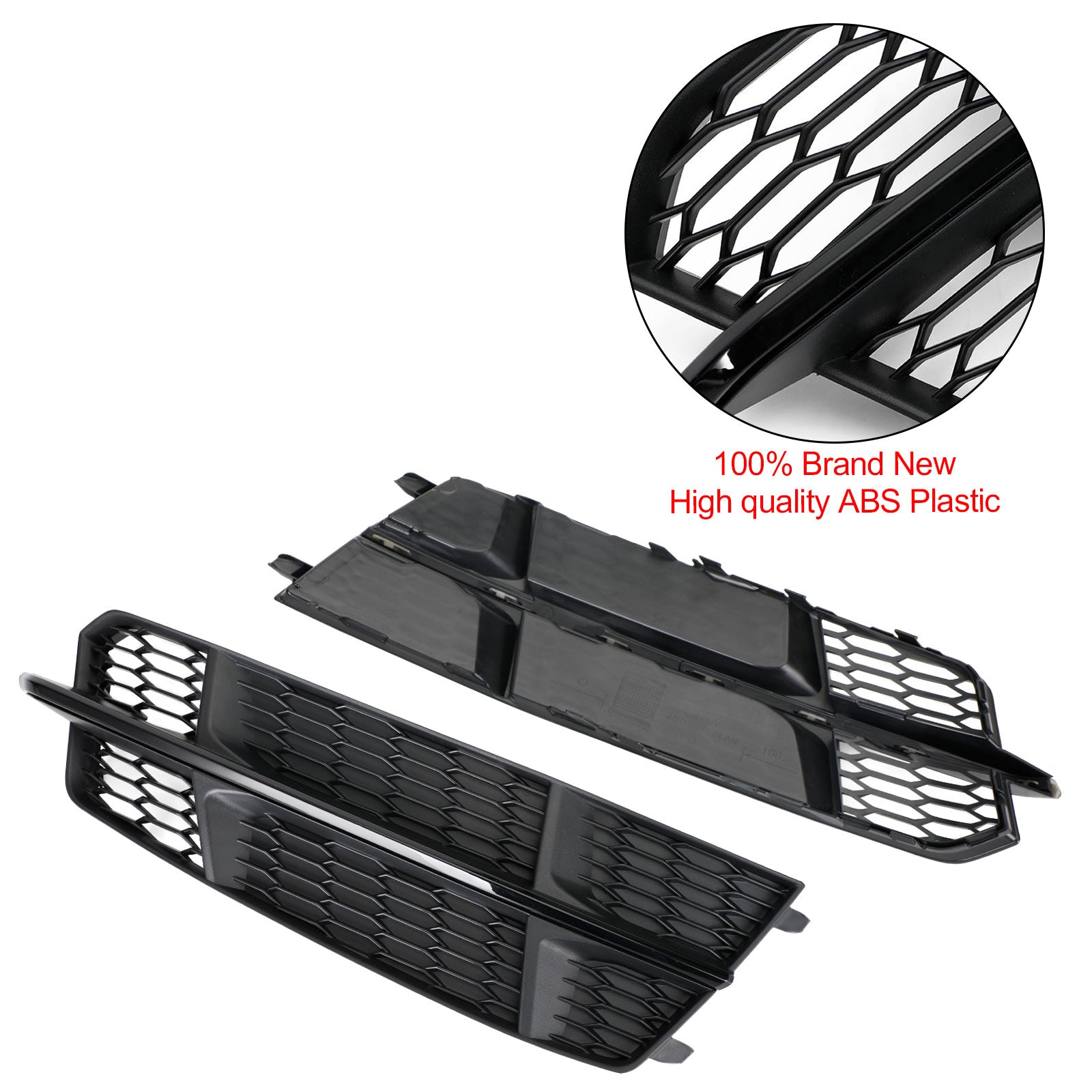 2016-2018 Audi A6 C7 S-Line Front Bumper Lower Grille Matte Black — Pair (4G0807681AN / 4G0807682AN)