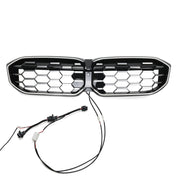 2023-2024 BMW 3 Series G20 G21 G28 Diamond Black Silver Front Kidney Grille Mesh