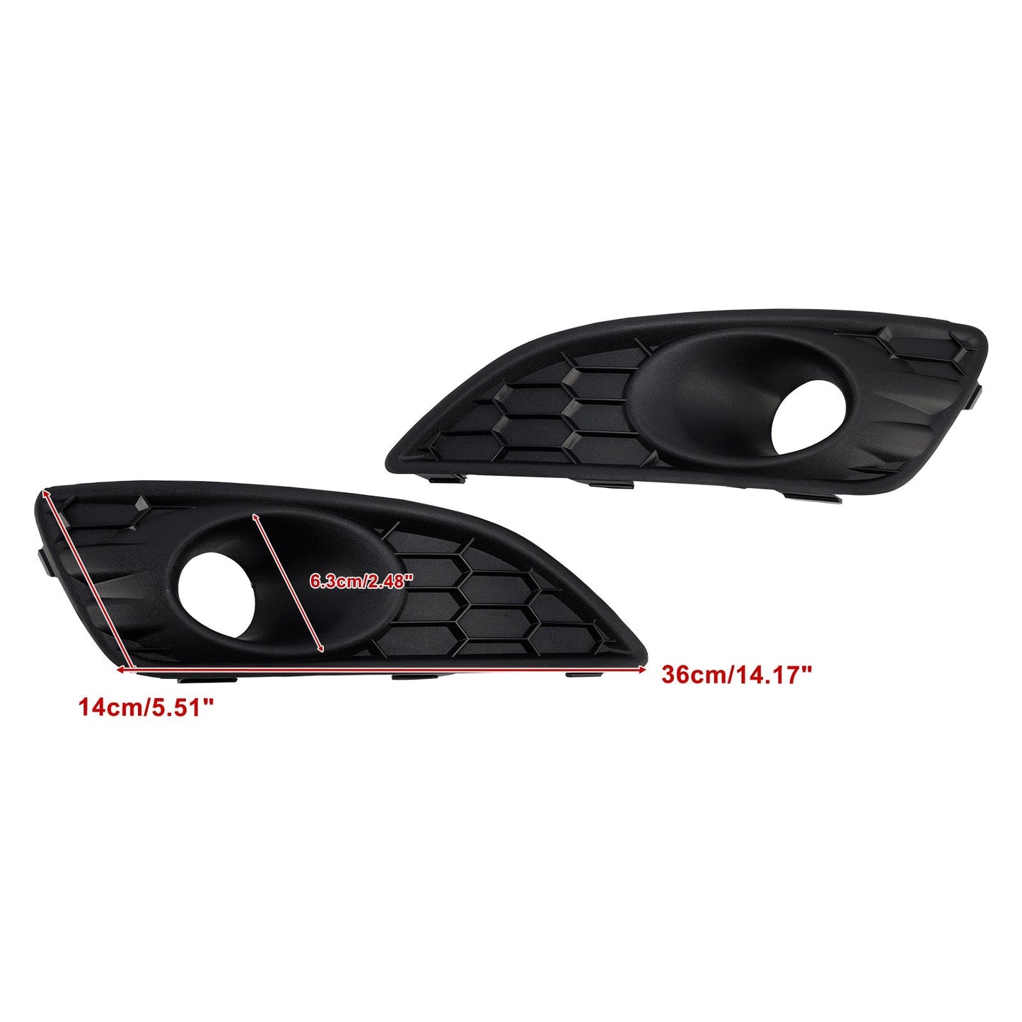 2PCS Matte Black Front Fog Light Lamp Cover Grille Fit Ford Fiesta 2013-2017