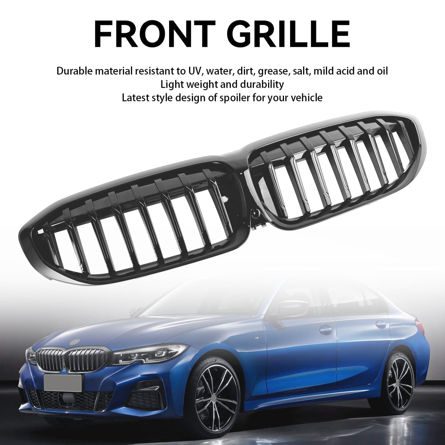2019-2022 BMW 3 Series G20 G28 Gloss Black Front Kidney Grille (51138072085)