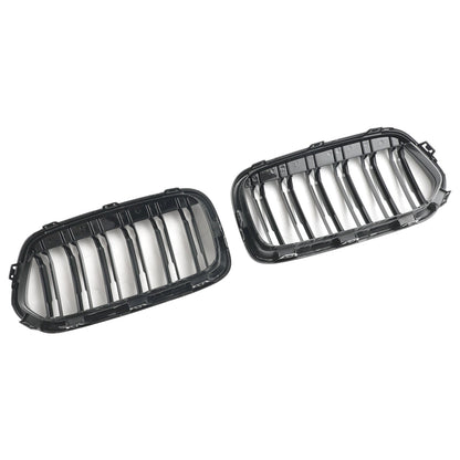 2018-2023 BMW X2 F39 Gloss Black Front Bumper Kidney Grille — Pair (51712455246 / 51712455247)