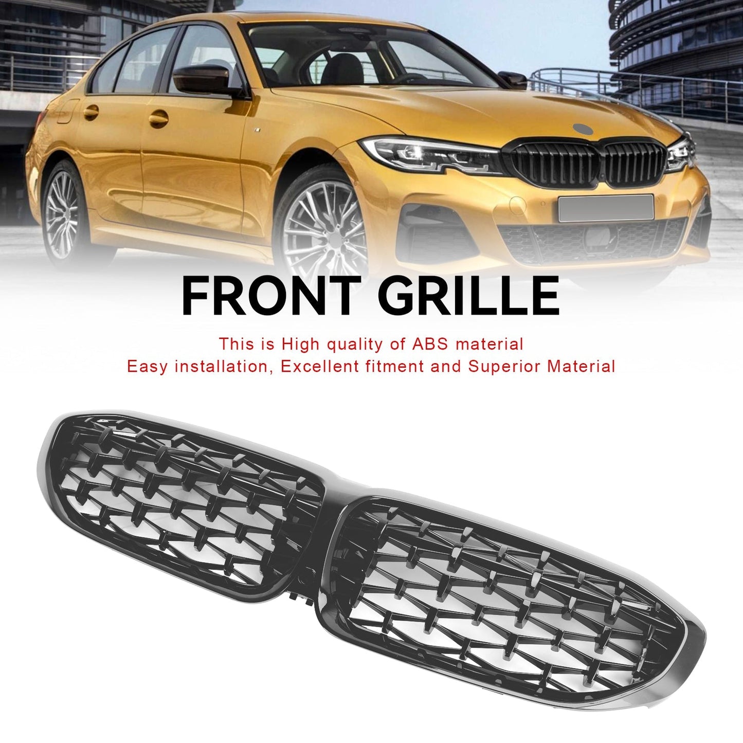 2019-2022 BMW 3 Series G20 G28 Diamond Black Front Kidney Grille (51138072085)