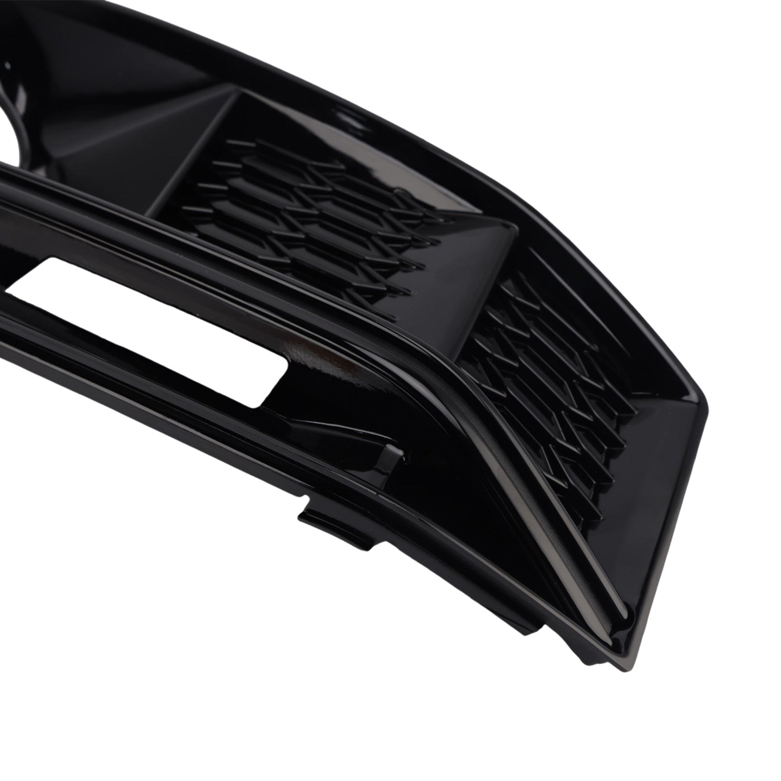 2016-2019 Audi A4 B9 S4 Black Front Bumper Fog Light Grille — Pair