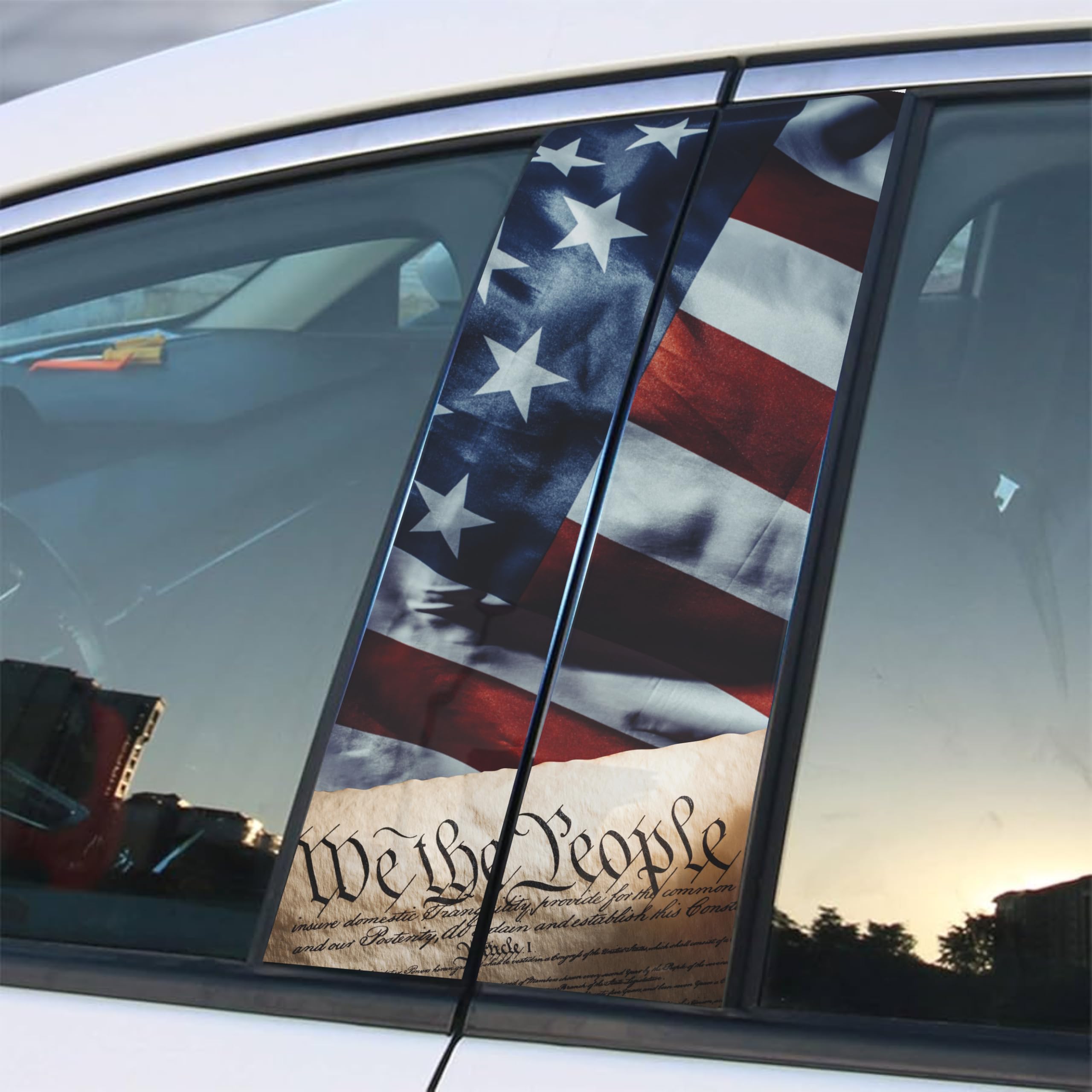 2PCS American Flag Car B Pillar Sticker for SUV RV Truck