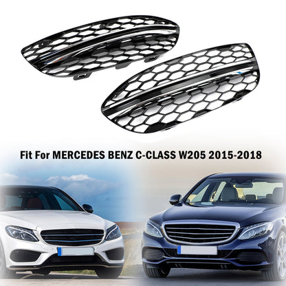 2015-2018 Mercedes-Benz C-Class W205 Black Chrome Front Fog Light Cover (2058851623)