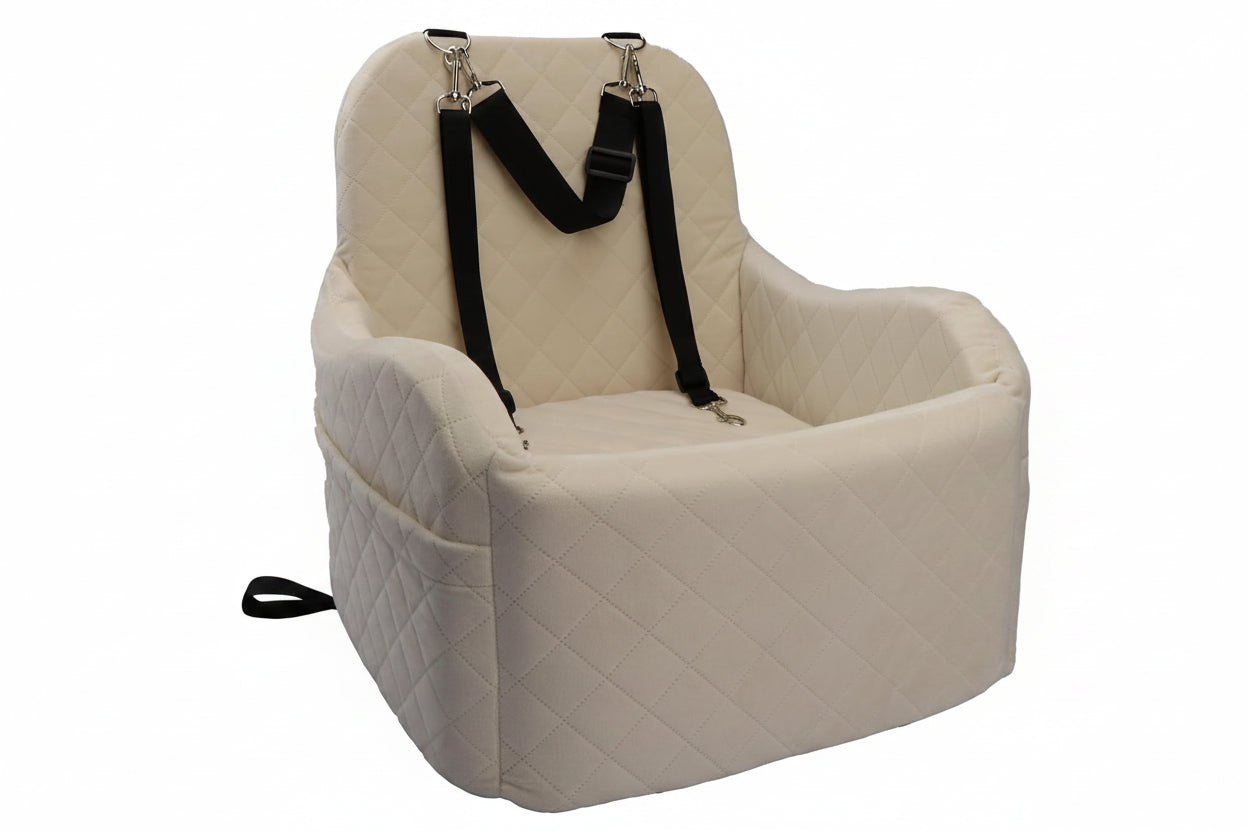 Dog Booster Car Seat for Small/Medium Dogs, Memory Foam Elevated Cushion, Fully Detachable & Washable with Safety Leashes, Fits All Car Seats & SUV - OMOTOR