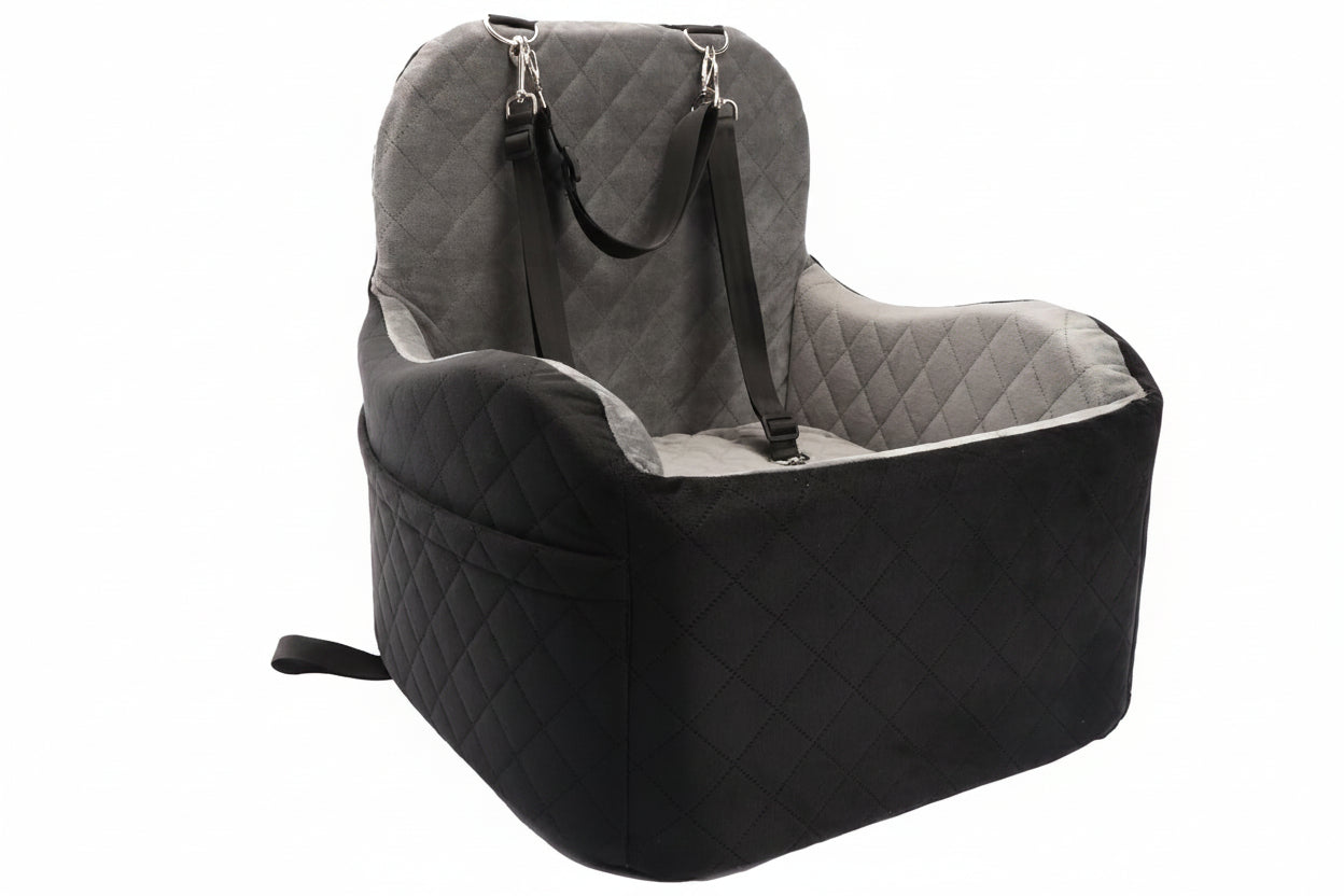 Dog Booster Car Seat for Small/Medium Dogs, Memory Foam Elevated Cushion, Fully Detachable & Washable with Safety Leashes, Fits All Car Seats & SUV - OMOTOR