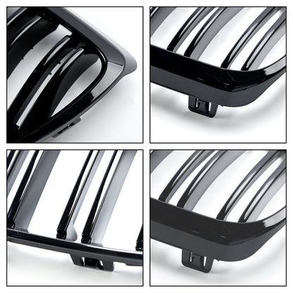 2006-2010 BMW E92 2-Door Pre-Facelift Gloss Black Front Kidney Grille — Pair (51137157277 / 51137157278)