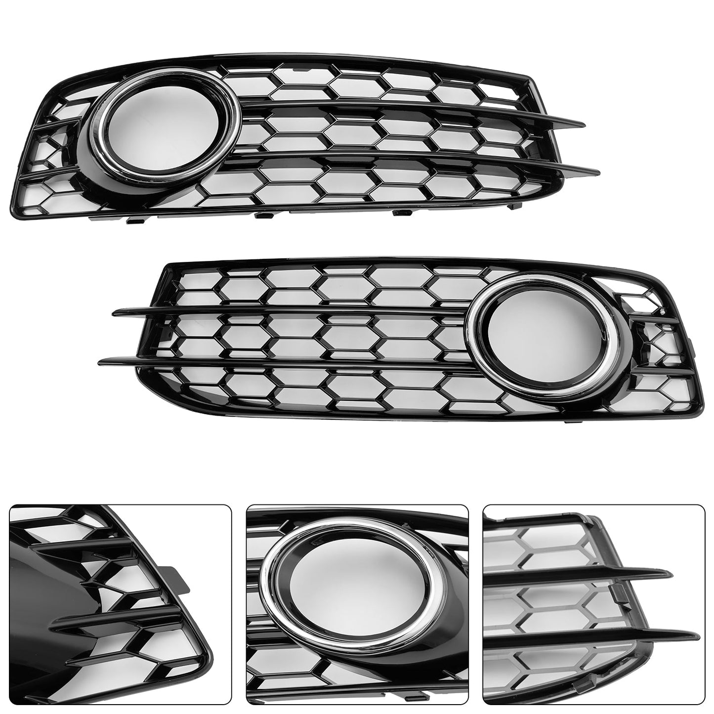2009-2012 Audi A3 8P S-Line Honeycomb Front Bumper Fog Light Grille Cover (8P0807682)