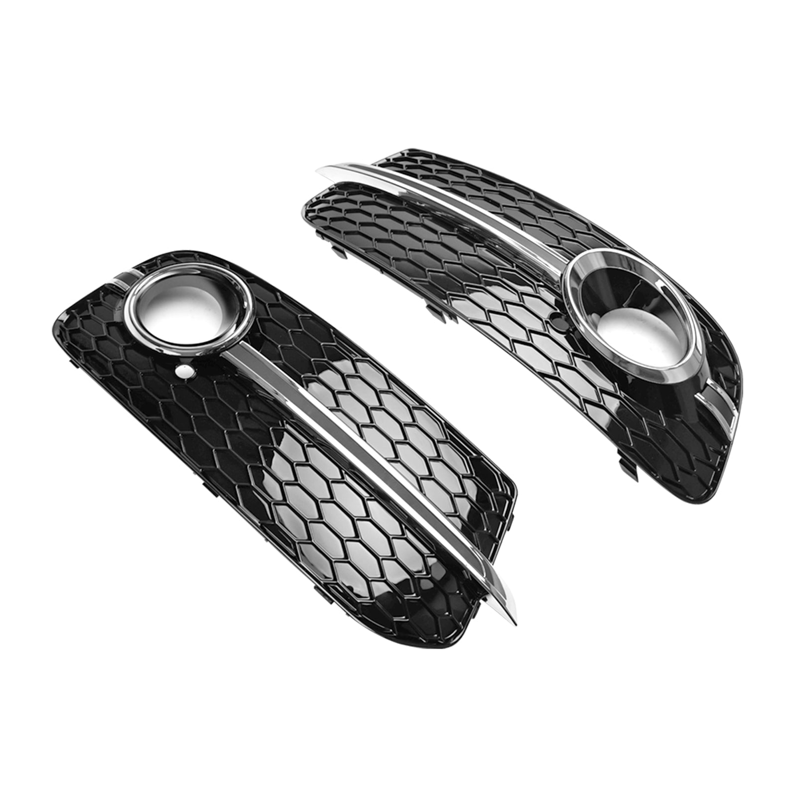 2013-2017 Audi Q5 Standard Version Front Bumper Fog Light Grille Grill — Pair (8R0807681M / 8R0807682J)